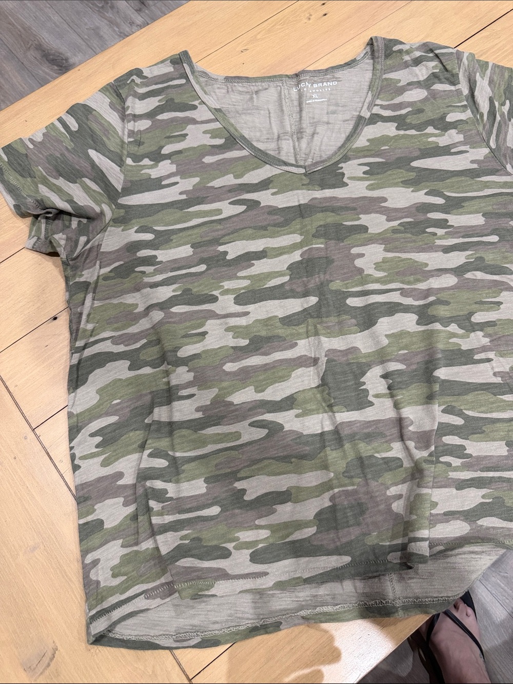 Lucky Brand Green Camouflage Short Sleeve Tee